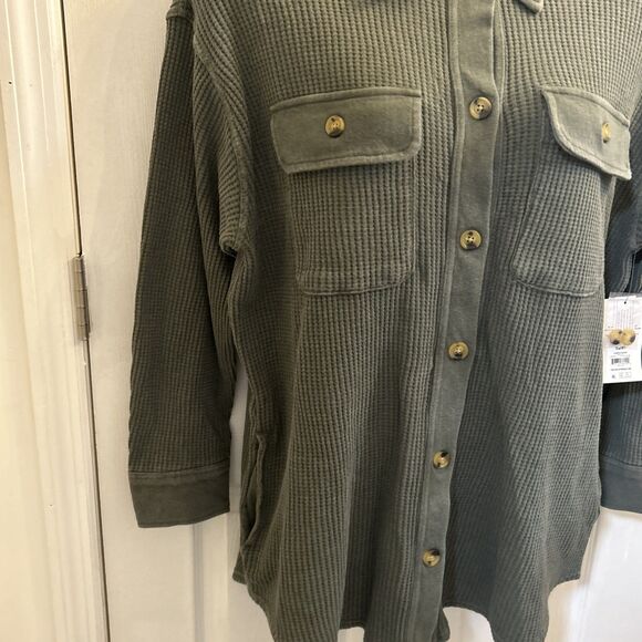 Terra & Sky Women's Plus Size Button Down Waffle Knit Shacket Size 0X 14W NWT - Picture 3 of 16